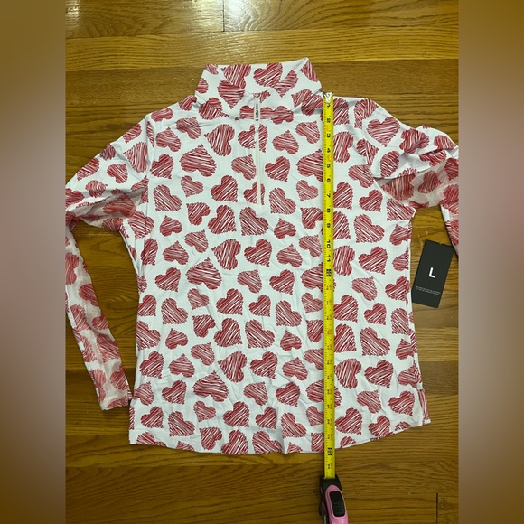 NEW IBKUL Scribble Hearts Print Long Sleeve Top - Red & White - Size Large RARE - Picture 12 of 12